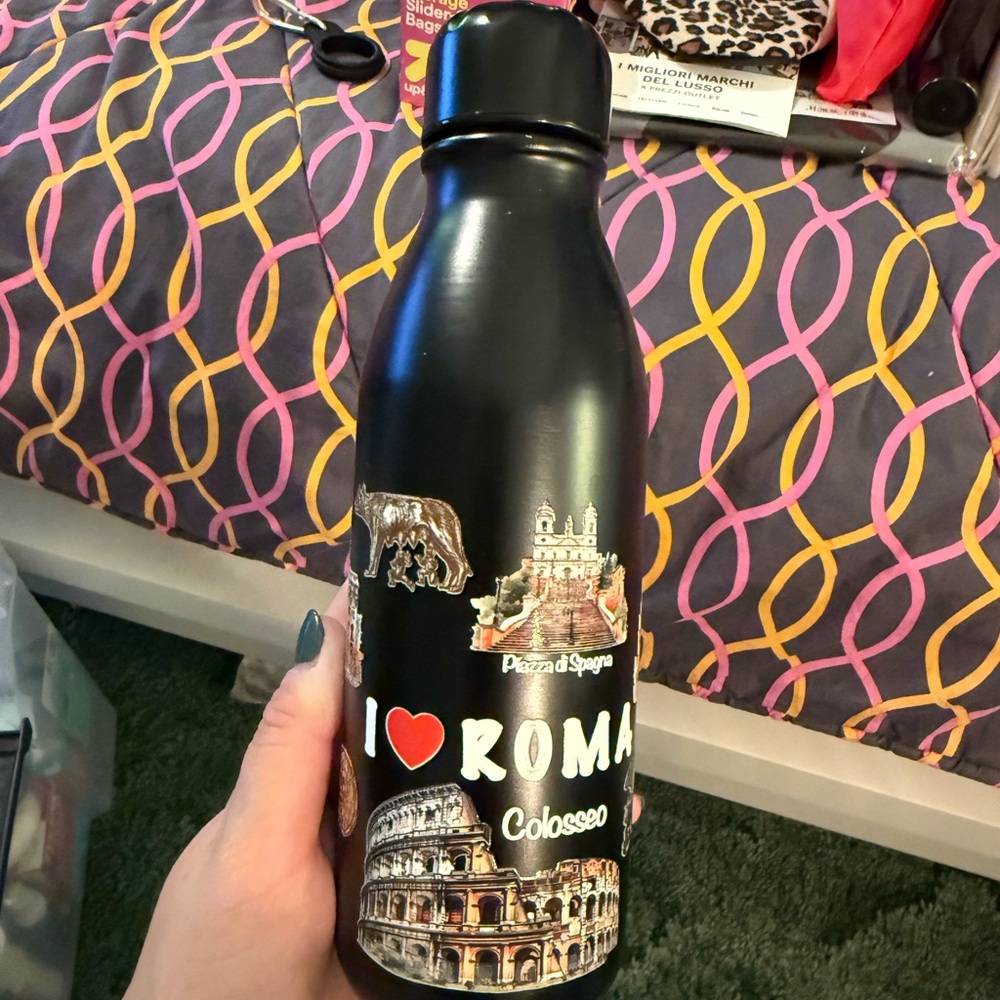 Roma Black Stainless Steel Water Bottle